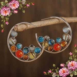 Vintage‎ Style Round Multi-Color Resin Earrings